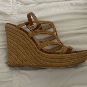 Jute braided slingback wedge